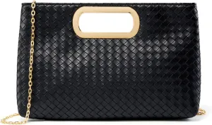 Woven Evening Bag Clutch Purses for Women Fashion PU Leather Crossbody Purse for Wedding Party and Prom