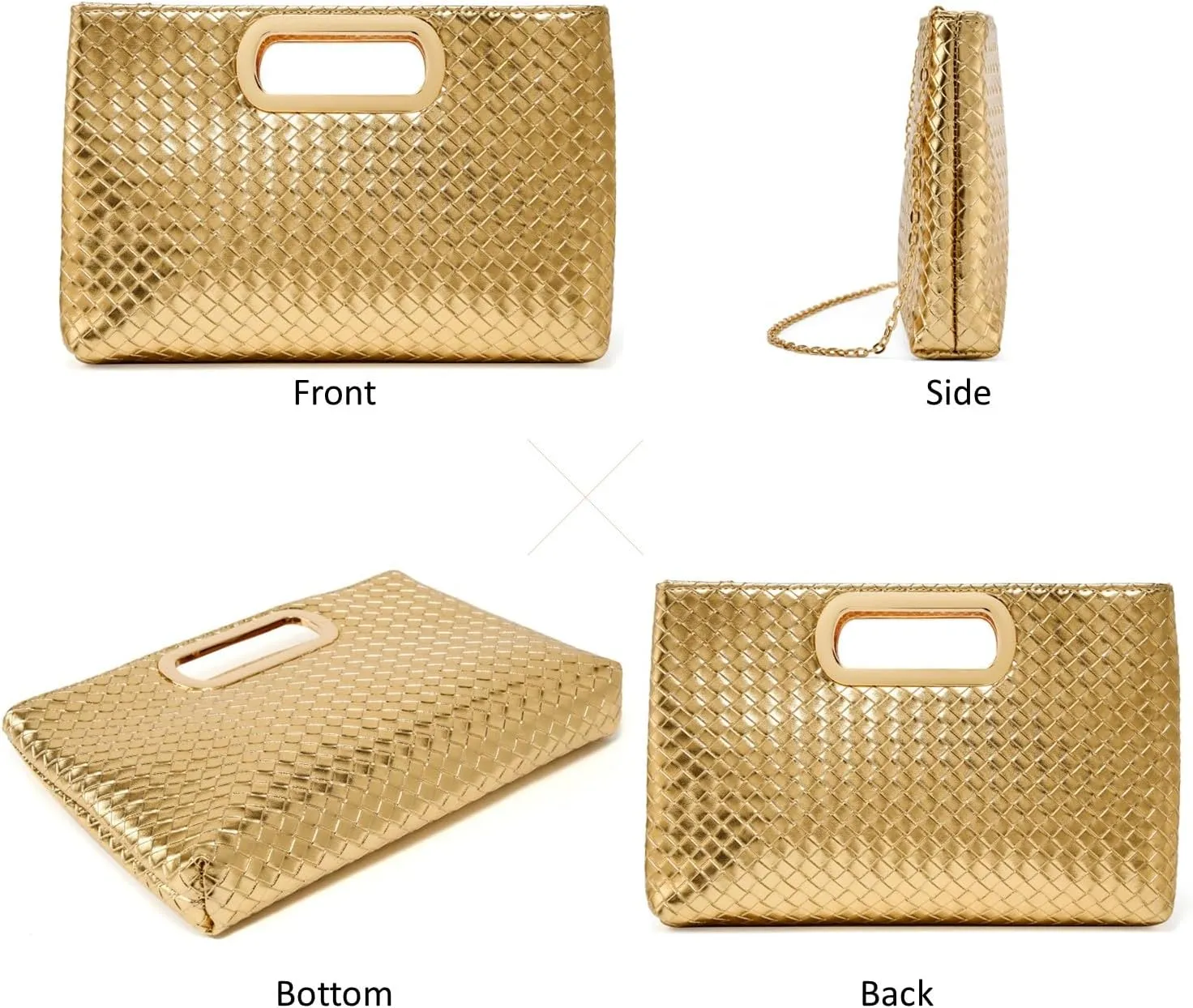 Woven Evening Bag Clutch Purses for Women Fashion PU Leather Crossbody Purse for Wedding Party and Prom