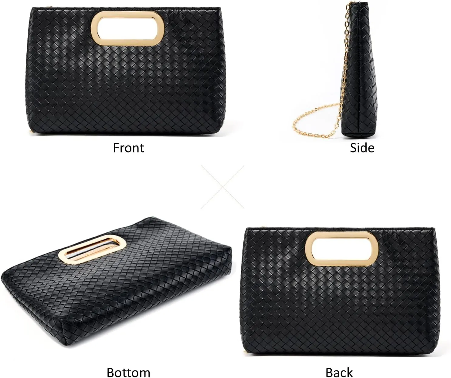 Woven Evening Bag Clutch Purses for Women Fashion PU Leather Crossbody Purse for Wedding Party and Prom