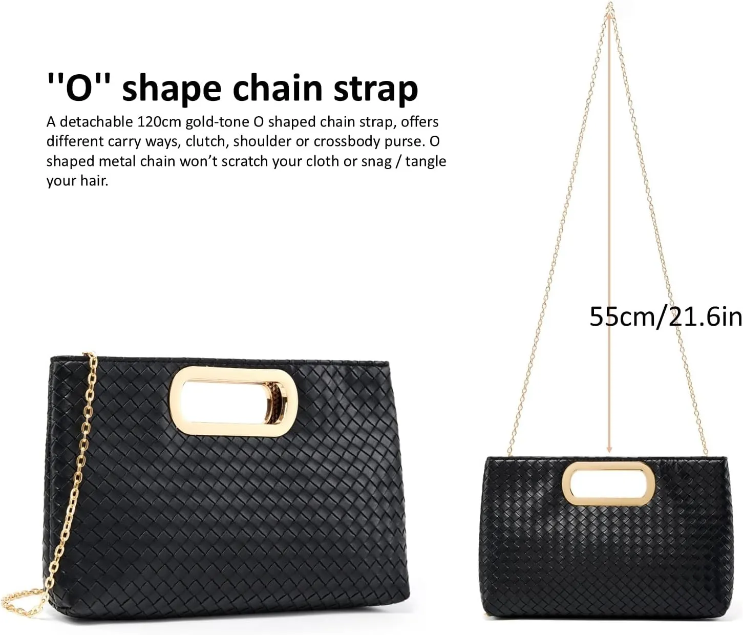 Woven Evening Bag Clutch Purses for Women Fashion PU Leather Crossbody Purse for Wedding Party and Prom