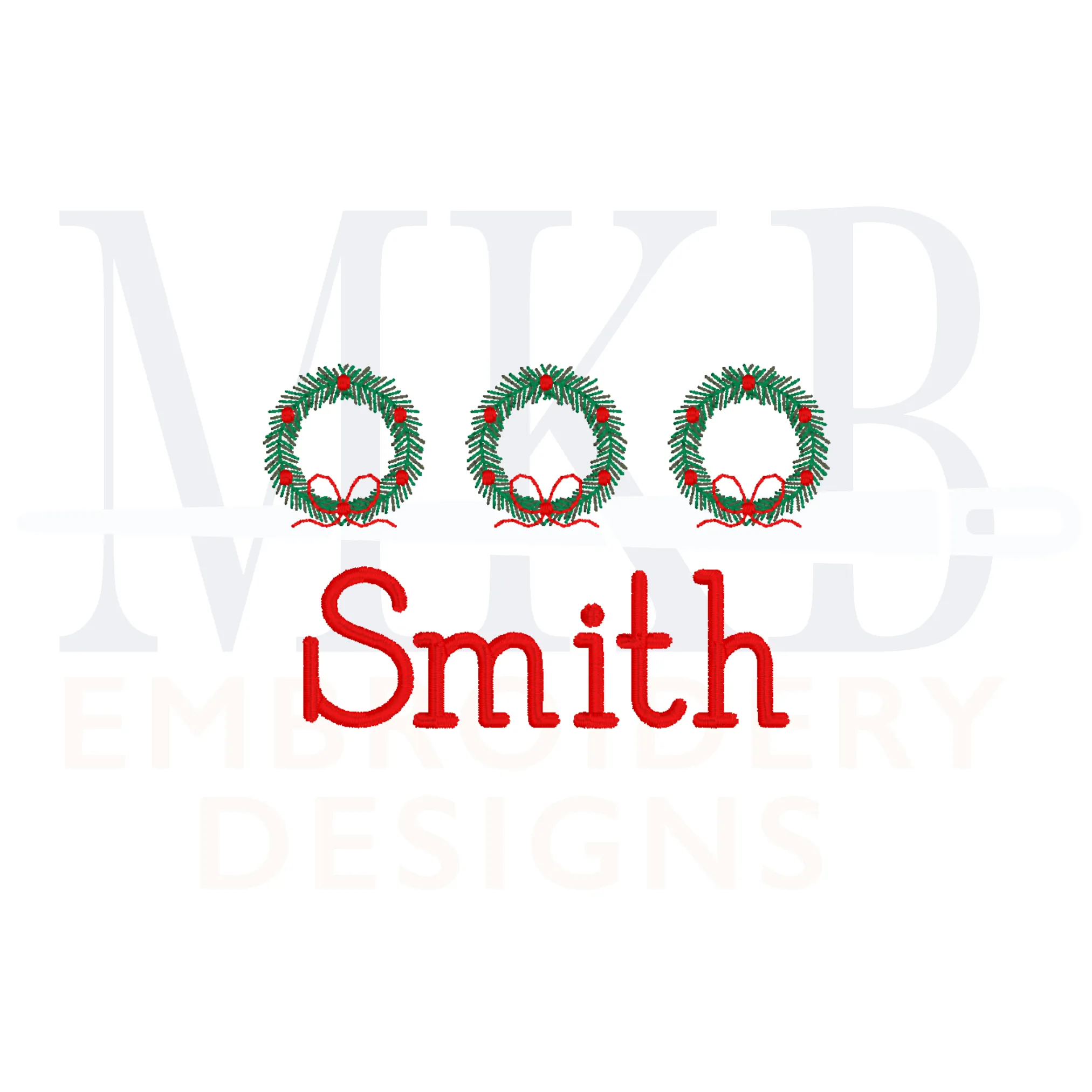 Wreath Trio with Bean Stitch Bows Mini Embroidery Design