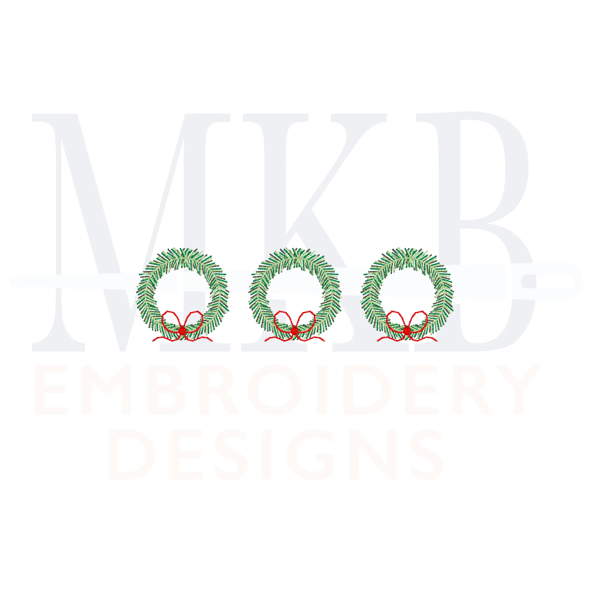 Wreath Trio with Bean Stitch Bows Mini Embroidery Design