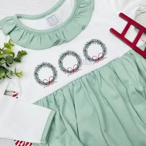 Wreath Trio with Bean Stitch Bows Mini Embroidery Design