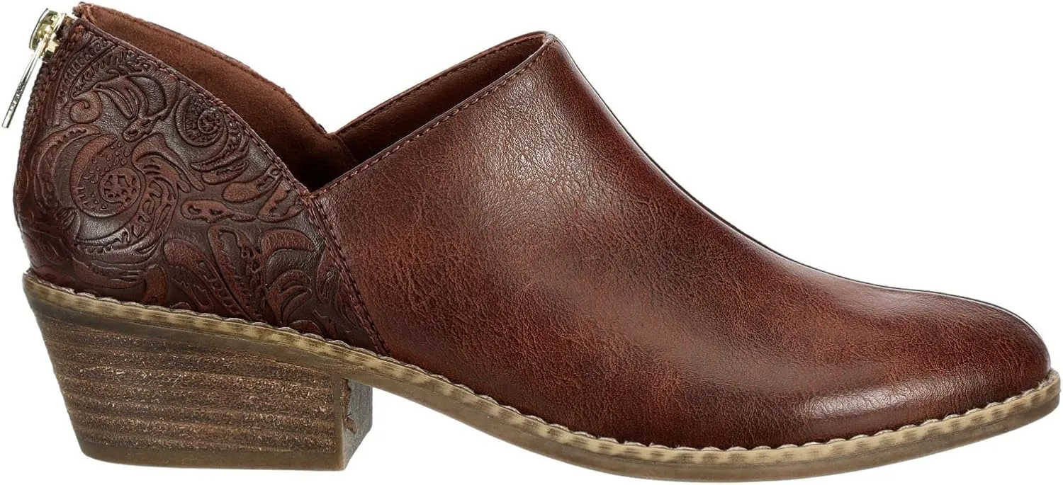 XAPPEAL Jolena - Women's Zip-up Chunky Low Heel Embossed Western Pointed Toe Ankle Booties