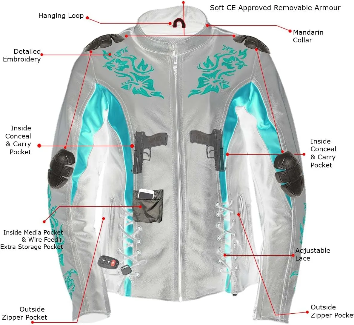 Xelement XS2029 'Gemma' Women's Leather Jacket