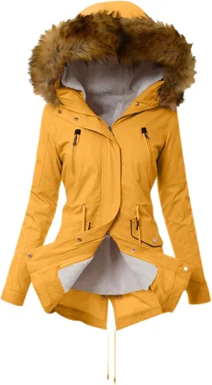 XUNRYAN Winter Coats for Women Warm Sherpa Fleece Jacket Weighted Parka Thick Ski Coat Slim Fit Mountain Windbreaker Outwear