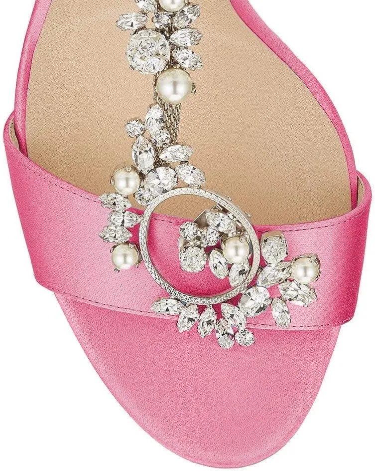 XYD Party Evening High Heel Shoes Stilettos Wedding Rhinestones Sandals T-Strap Crystal Prom Open Toe Satin Pumps for Women
