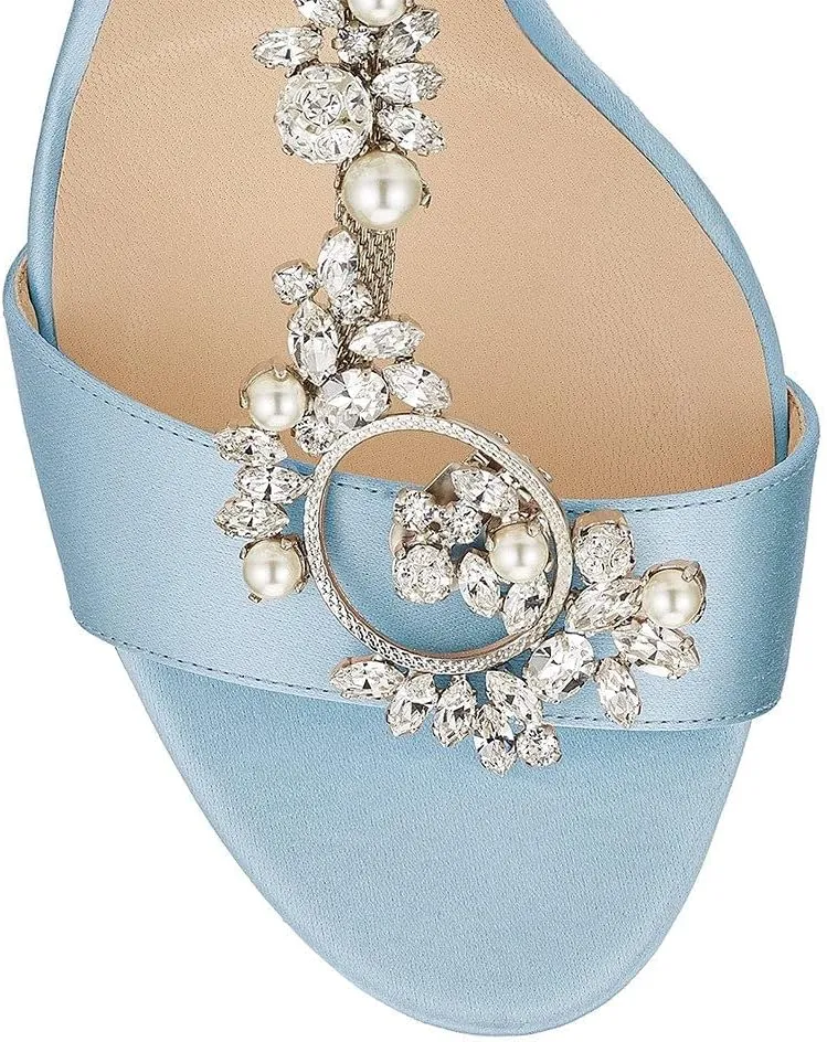 XYD Party Evening High Heel Shoes Stilettos Wedding Rhinestones Sandals T-Strap Crystal Prom Open Toe Satin Pumps for Women