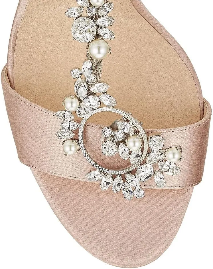 XYD Party Evening High Heel Shoes Stilettos Wedding Rhinestones Sandals T-Strap Crystal Prom Open Toe Satin Pumps for Women