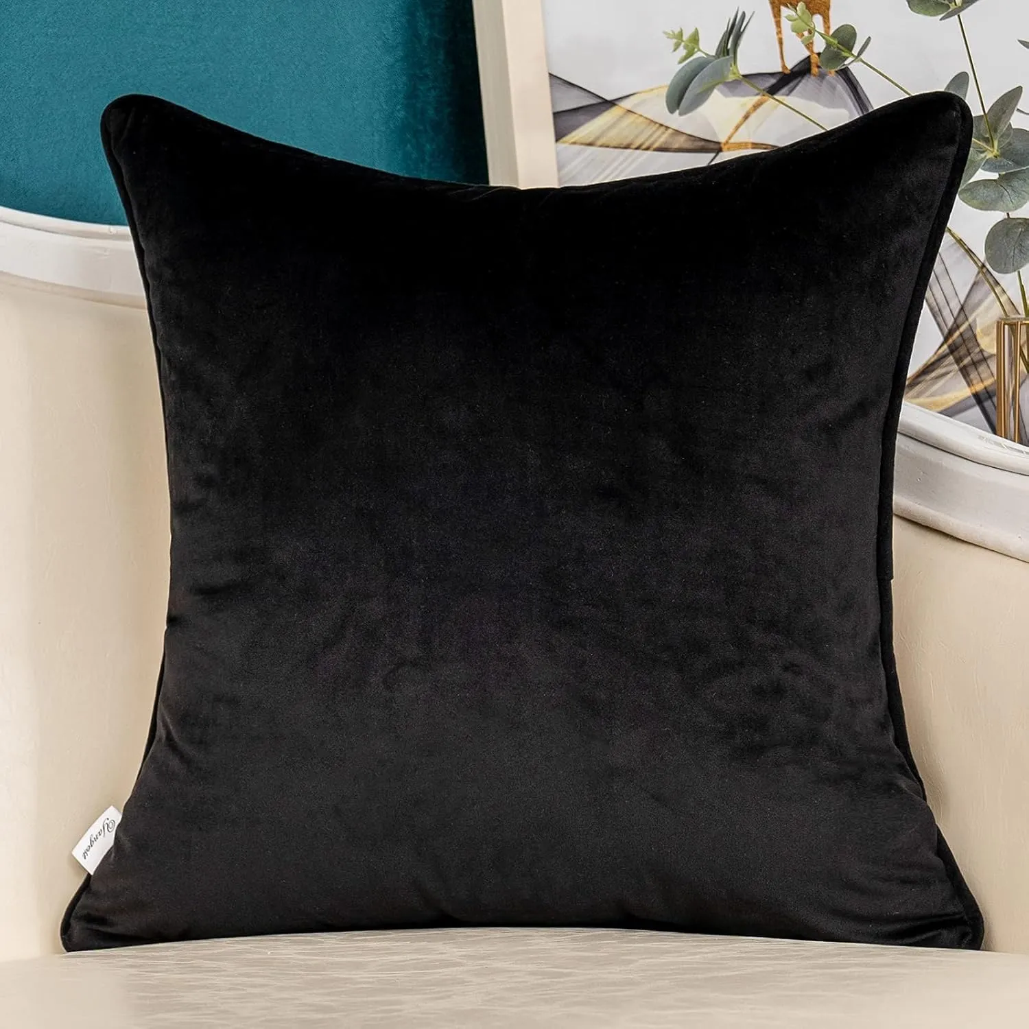 Yangest Black Striped Patchwork Throw Pillow Cover Gold Leather Cushion Cover Zippered Pillowcase for Sofa Couch Bedroom Living Room Home Decoration,18x18 Inch