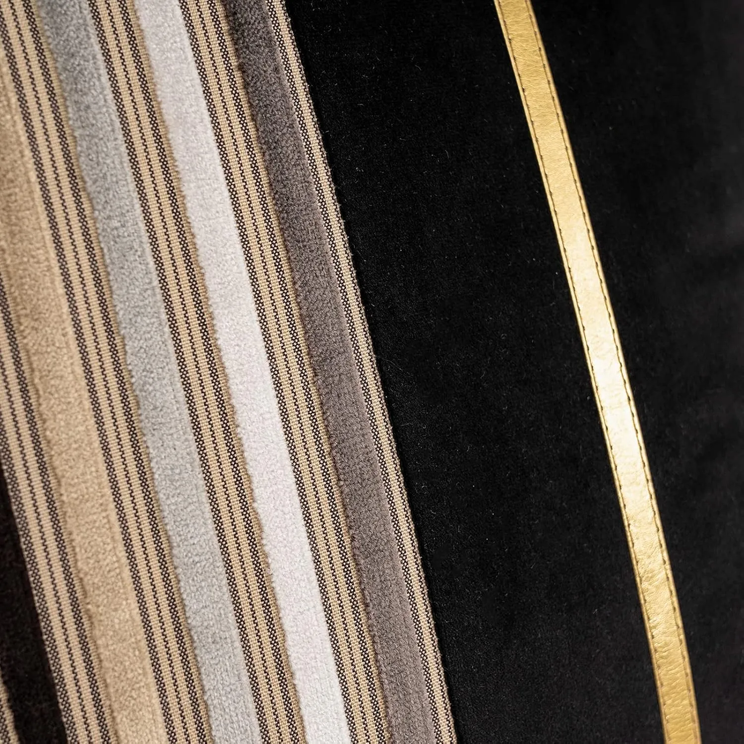 Yangest Black Striped Patchwork Throw Pillow Cover Gold Leather Cushion Cover Zippered Pillowcase for Sofa Couch Bedroom Living Room Home Decoration,18x18 Inch