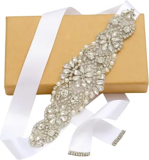 yanstar Handmade Bridal Belt Wedding Belts Sashes Rhinestone Crystal Beads Belt For Bridal Gowns