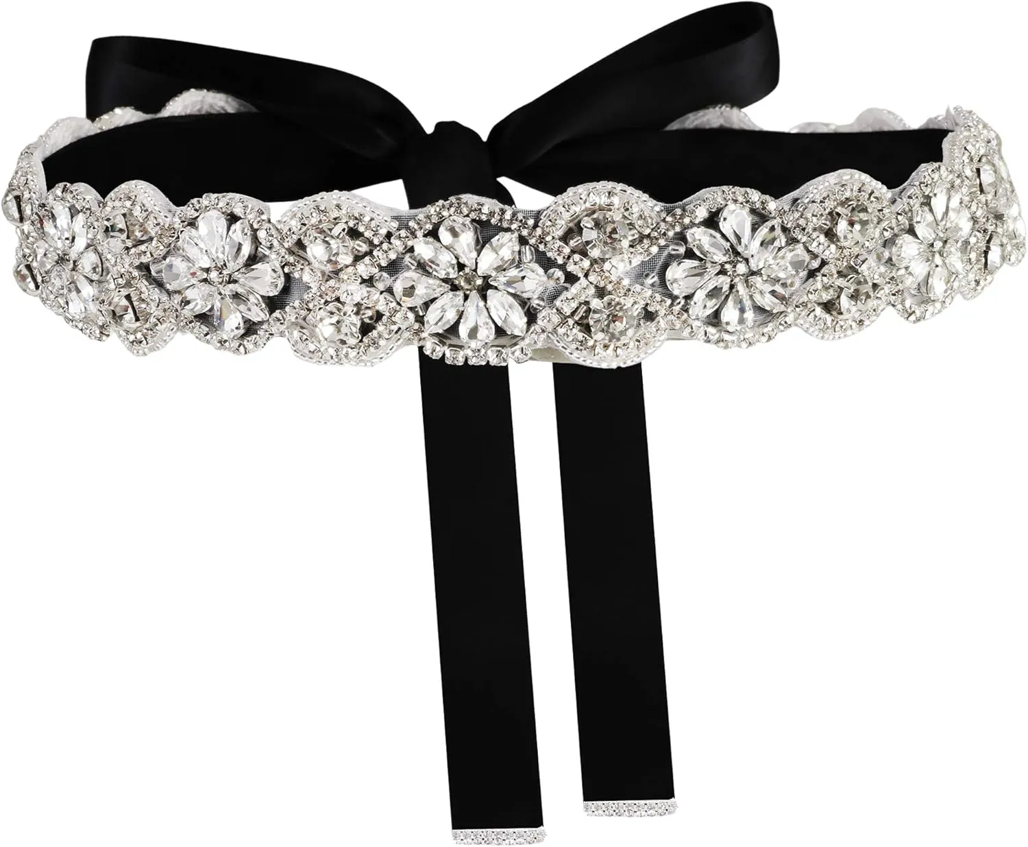 yanstar Handmade Wedding Belt Bridal Belts and Sashes Crystal Rhinestone Ribbon Belt for Wedding Dress Bridesmaid Prom Gowns