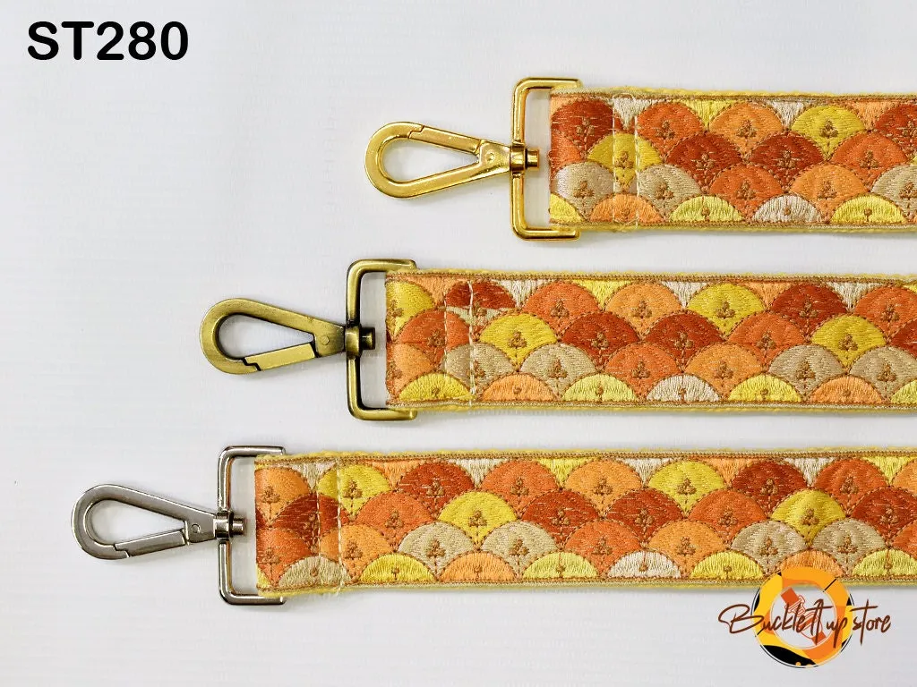 Yellow Embroidered Purse Strap Crossbody Strap for Purses Handbag Boho Bag Strap Embroidery Replacement Strap Boho Guitar Strap Gift for her