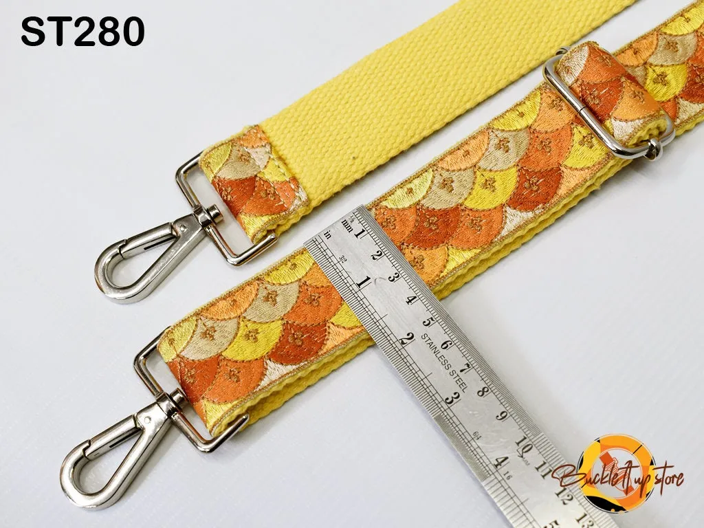Yellow Embroidered Purse Strap Crossbody Strap for Purses Handbag Boho Bag Strap Embroidery Replacement Strap Boho Guitar Strap Gift for her
