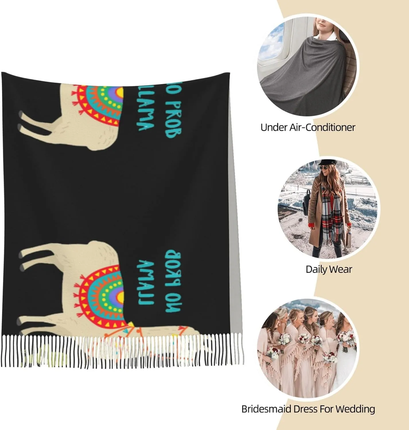 Yellow Sunflowers Exquisite Cashmere Tassel Scarf And Shawl Wraps Lightweight Fashion Scarf Presents For Ladies