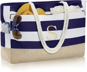 YOOLIFE Mothers Day Gifts - Initial Beach Bags for Women, Personalized Gifts for Women Mom Wife Teacher Friend Birthday