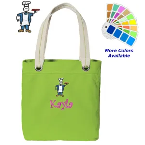 Your with High-capacity Name Embroidered Chef Lined Canvas Personalized Bag or Design Augmented reality Text Tote Metal Choice with Contrast Grommets of Cook