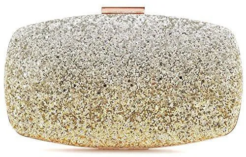 Yuenjoy Evening Bags Wedding Clutch Purse With Gradient Colors Glitter Gold Silver