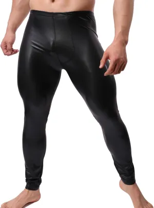 YUFEIDA Men's Faux Leather Tight Pants Man Leggings PVC Long Trousers