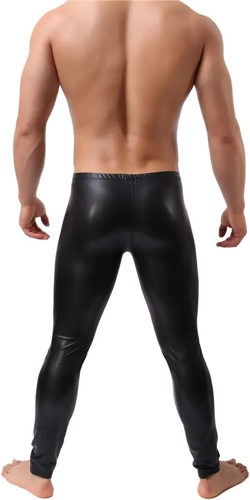 YUFEIDA Men's Faux Leather Tight Pants Man Leggings PVC Long Trousers