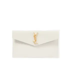 Yves Saint Laurent Uptown Leather Clutch White