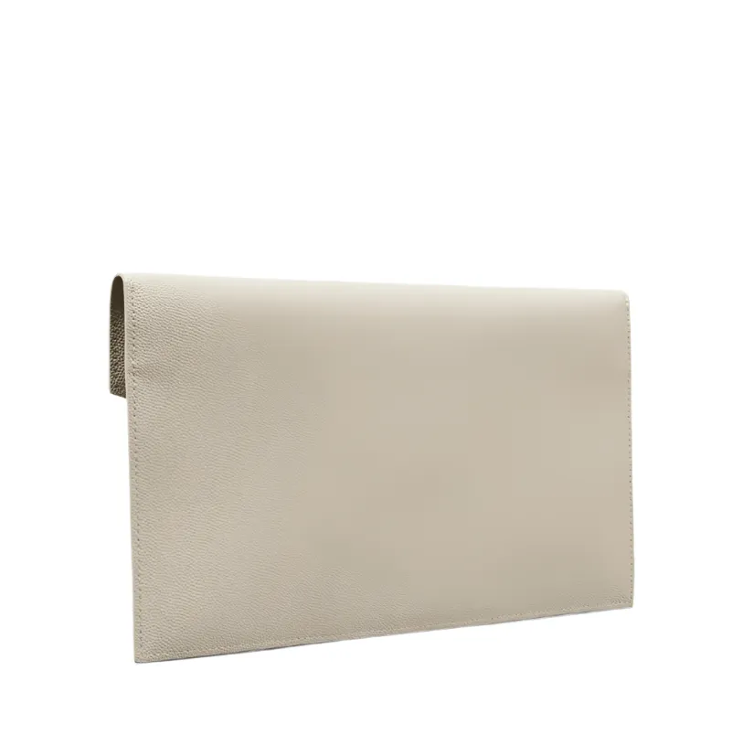 Yves Saint Laurent Uptown Leather Clutch White
