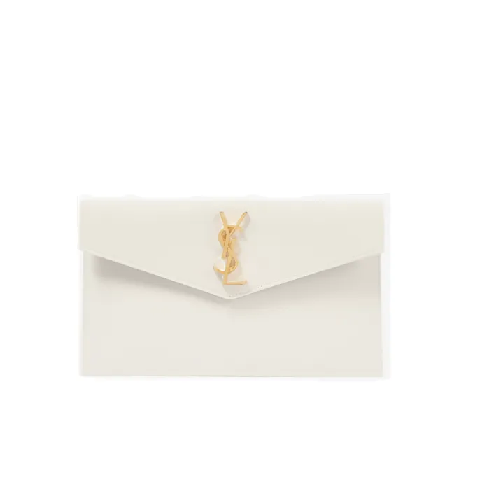 Yves Saint Laurent Uptown Leather Clutch White