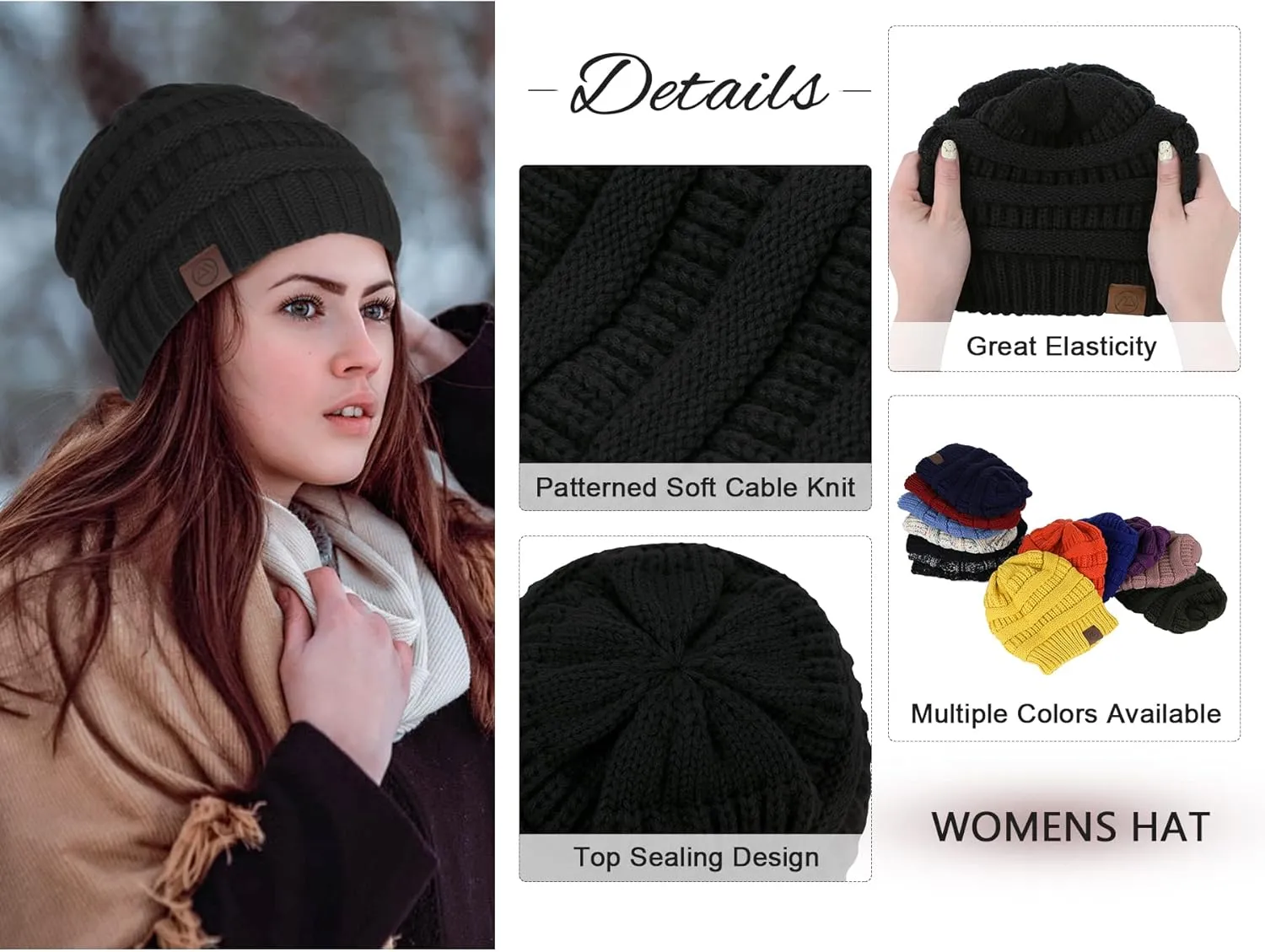 Zando Unisex Satin Lined Beanie for Women Men Cute Winter Hats for Women Fashionable Skull Knit Hat Warm Beanies Hats
