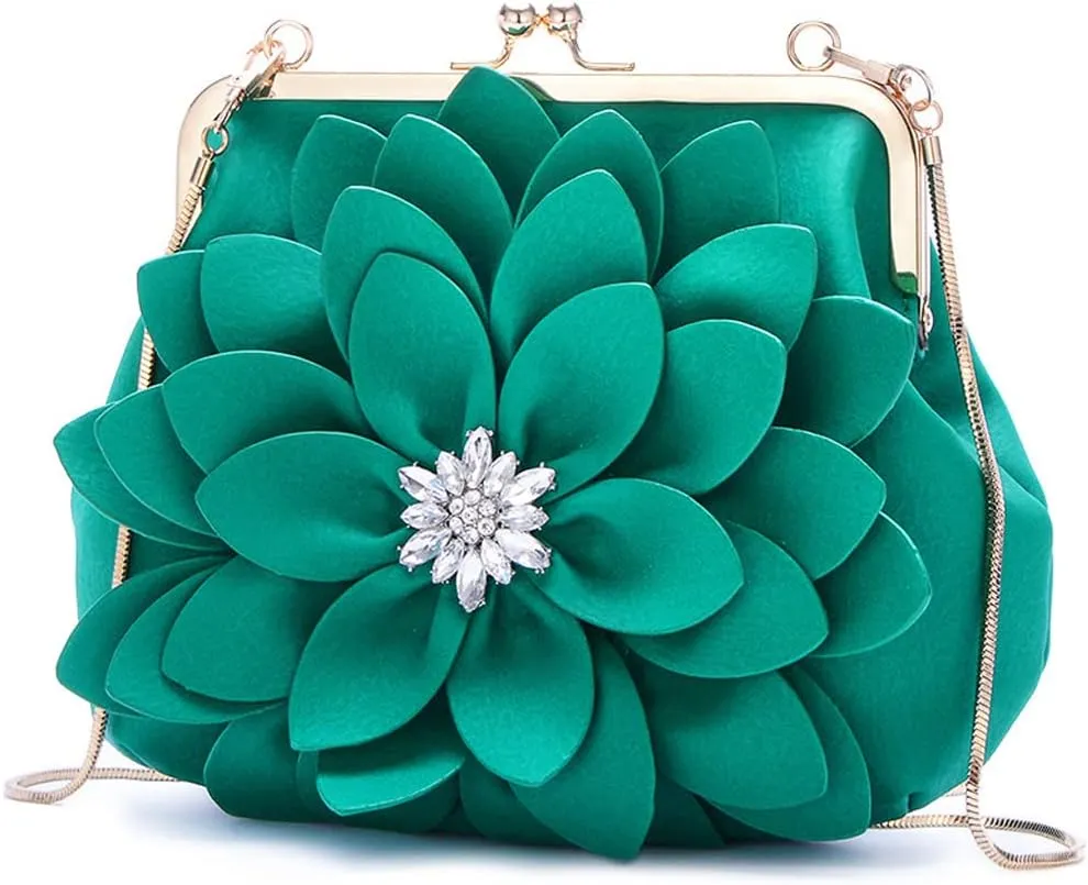 ZiMing Genuine Leather Crossbody Bags for Women 3D Floral Handbags Purses Chain Shoulder Bag Satchel Small Evening Bag Clutch
