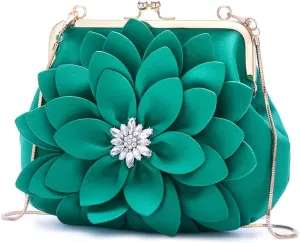 ZiMing Genuine Leather Crossbody Bags for Women 3D Floral Handbags Purses Chain Shoulder Bag Satchel Small Evening Bag Clutch