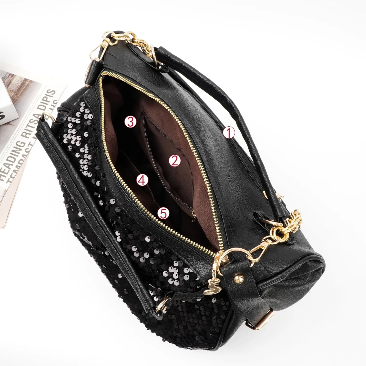 ZLM BAG US Punk Rivet Hobo Handbag for Women Large Crossbody Purse Leather Top Handle Bag