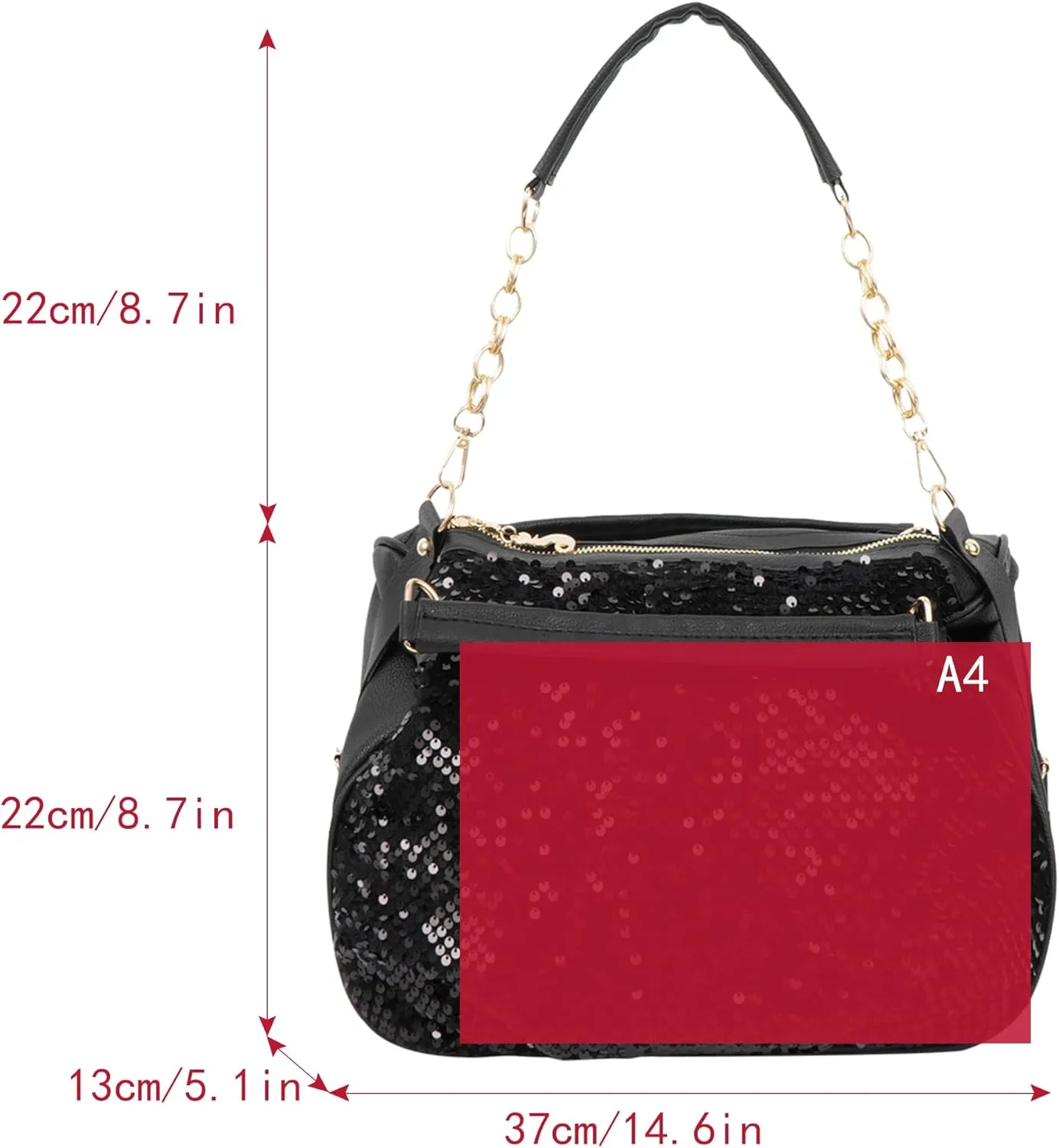 ZLM BAG US Punk Rivet Hobo Handbag for Women Large Crossbody Purse Leather Top Handle Bag