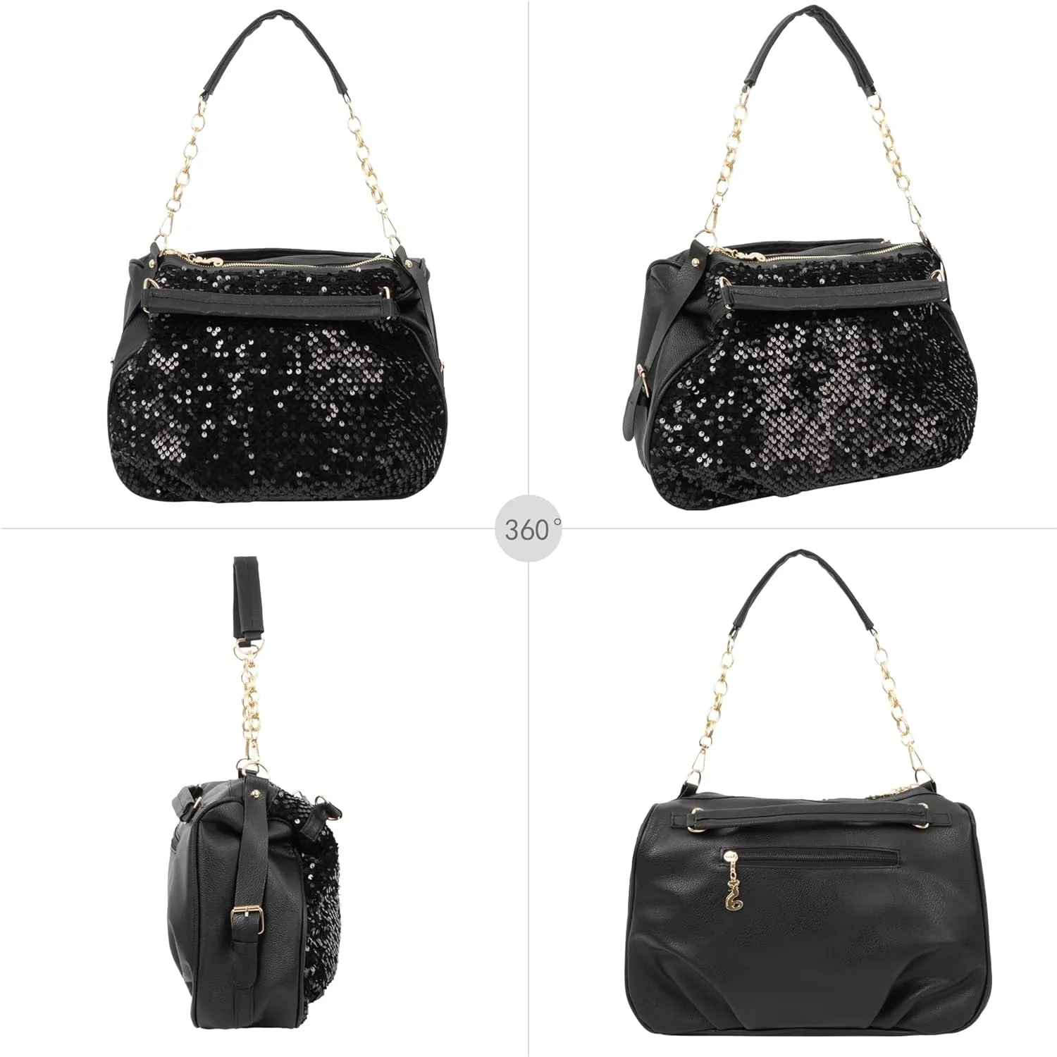 ZLM BAG US Punk Rivet Hobo Handbag for Women Large Crossbody Purse Leather Top Handle Bag