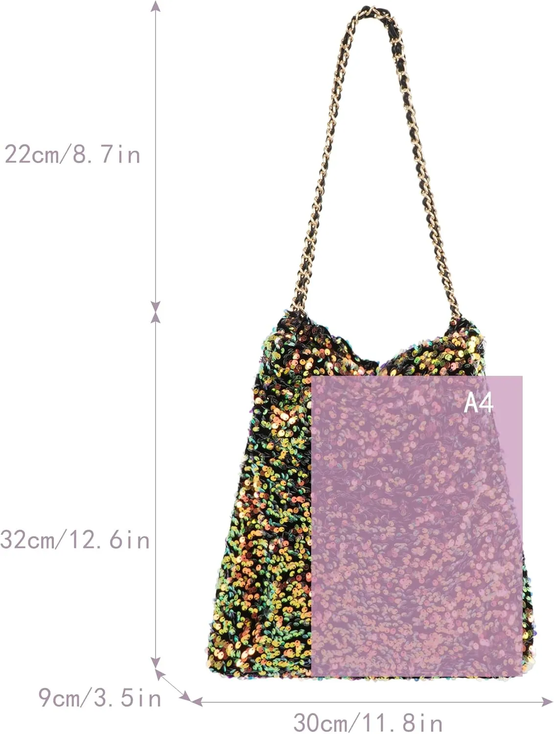 ZLM BAG US Women's Glitter Sequins Shoulder Tote Big Capacity Shimmer Shopping Bag Sparkling Handbag Purse