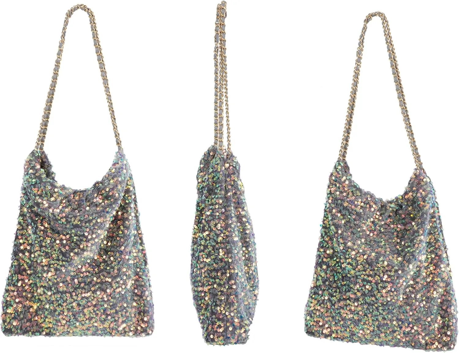 ZLM BAG US Women's Glitter Sequins Shoulder Tote Big Capacity Shimmer Shopping Bag Sparkling Handbag Purse
