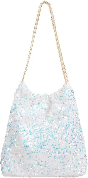 ZLM BAG US Women's Glitter Sequins Shoulder Tote Big Capacity Shimmer Shopping Bag Sparkling Handbag Purse