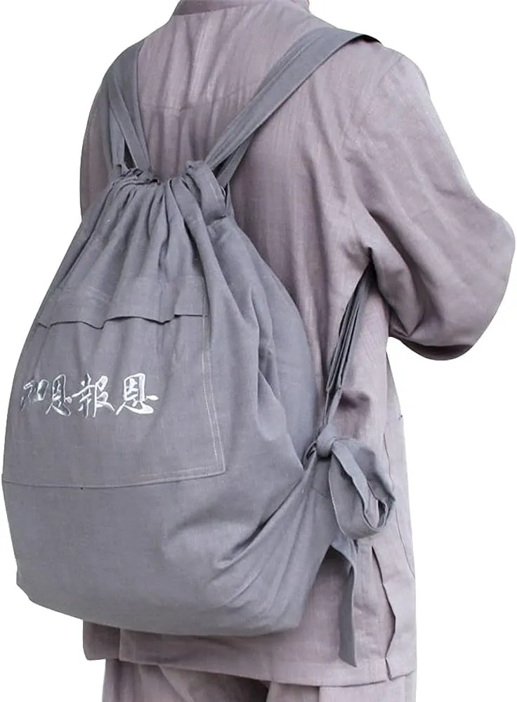 ZooBoo Unisex Buddhist Bag Monk Backpack - Shaolin Temple Embroidery Kung Fu Bag - Cotton and Canvas