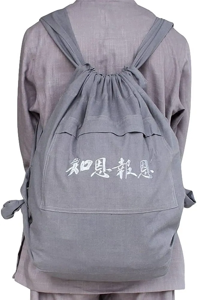 ZooBoo Unisex Buddhist Bag Monk Backpack - Shaolin Temple Embroidery Kung Fu Bag - Cotton and Canvas
