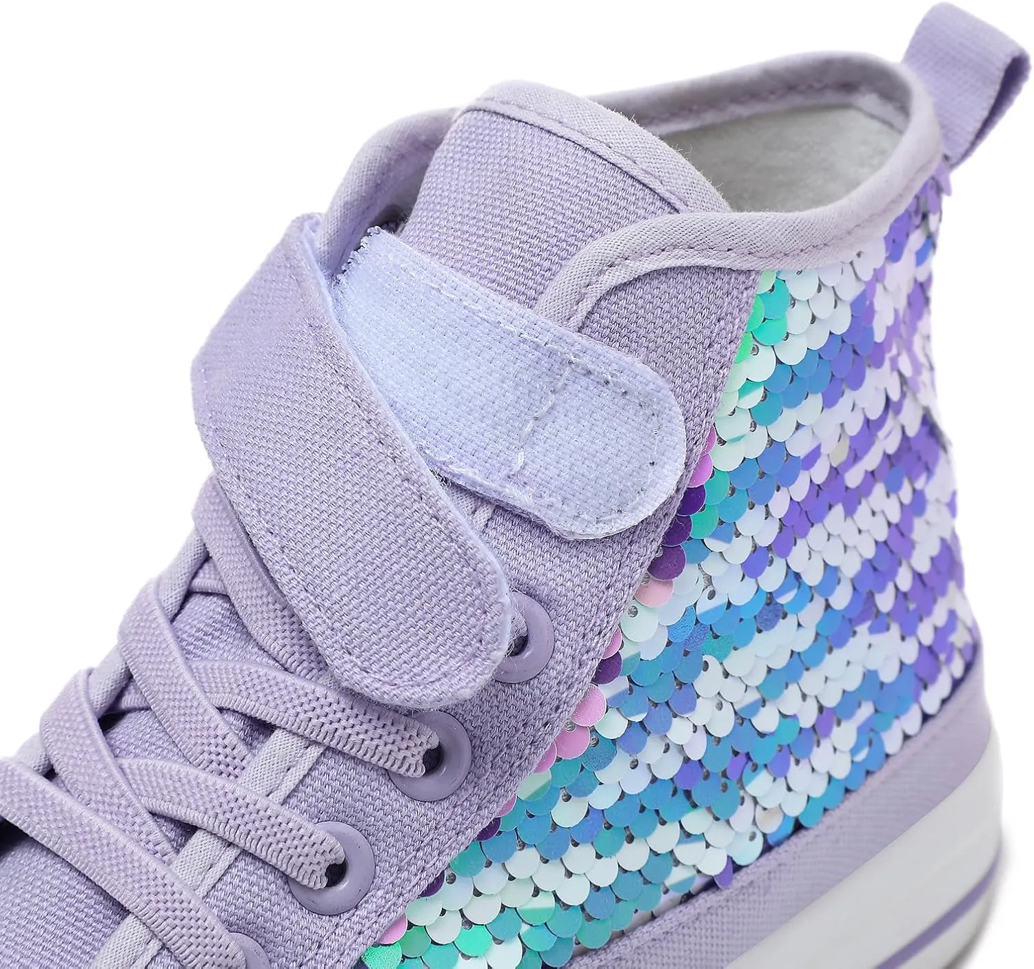 Zoroadke Kids Sparkle Sequins High Top Casual Adjustable Strap Canvas Shoes Girls and Boys Glitter Sneakers