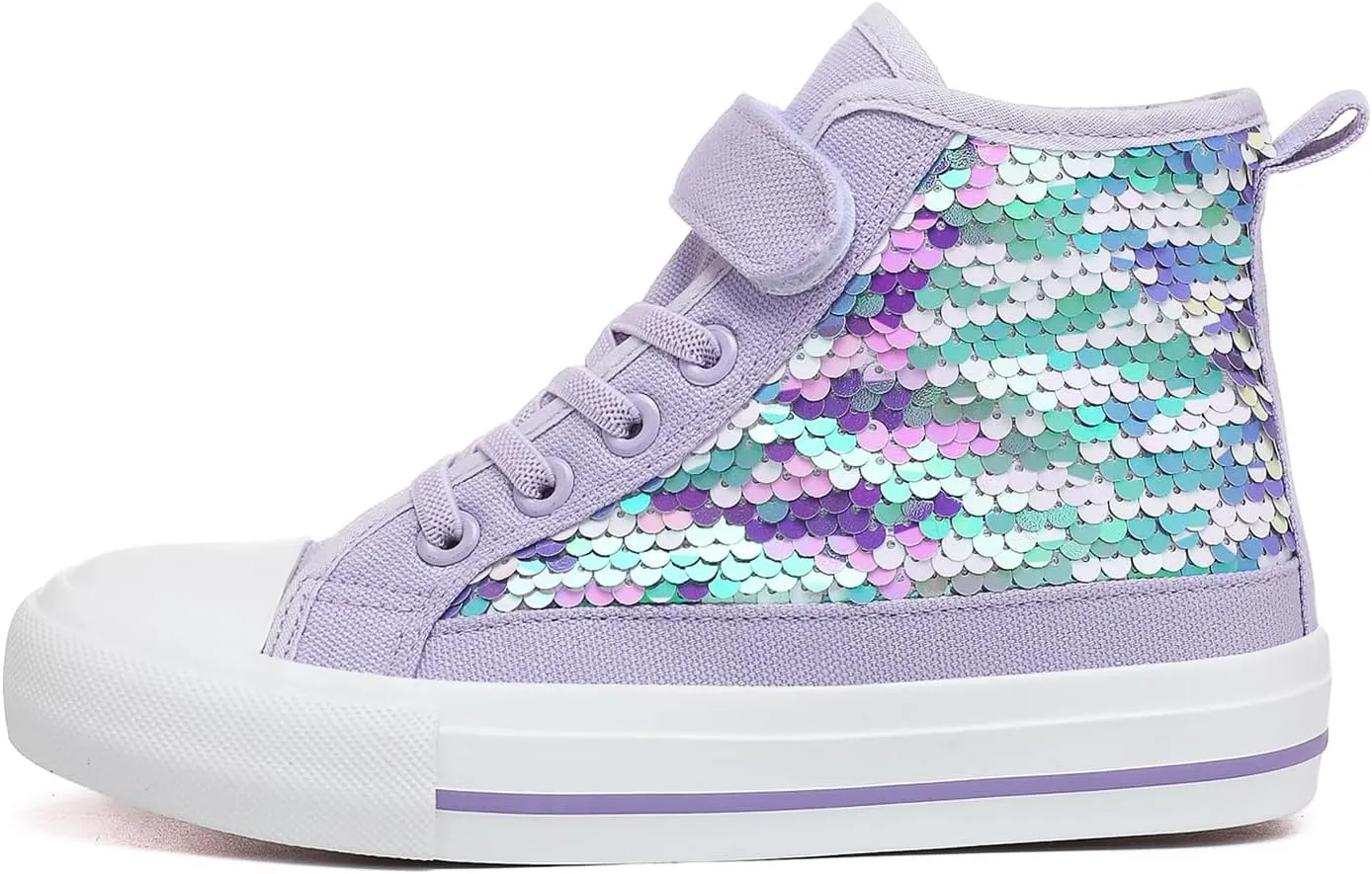 Zoroadke Kids Sparkle Sequins High Top Casual Adjustable Strap Canvas Shoes Girls and Boys Glitter Sneakers