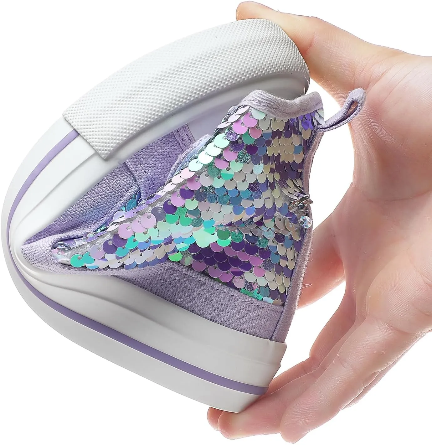 Zoroadke Kids Sparkle Sequins High Top Casual Adjustable Strap Canvas Shoes Girls and Boys Glitter Sneakers