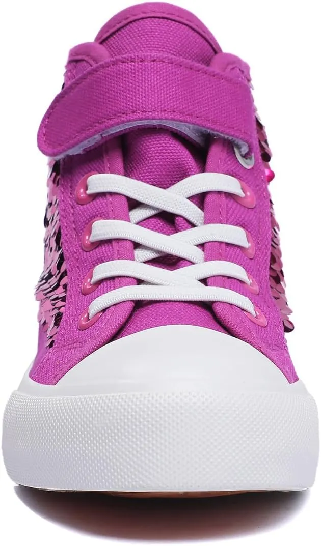Zoroadke Kids Sparkle Sequins High Top Casual Adjustable Strap Canvas Shoes Girls and Boys Glitter Sneakers