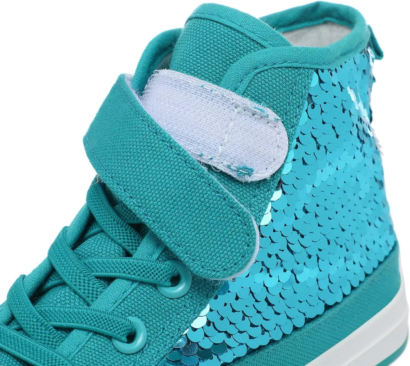 Zoroadke Kids Sparkle Sequins High Top Casual Adjustable Strap Canvas Shoes Girls and Boys Glitter Sneakers
