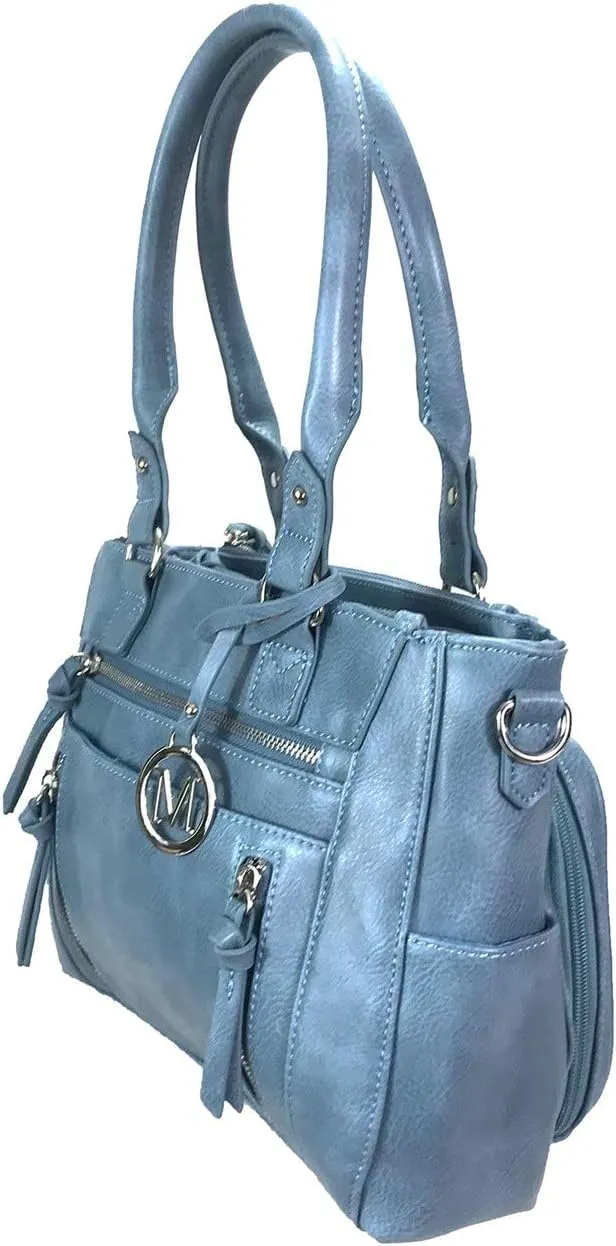 Zzfab Medium CCW Bag Multi-Zippers Fashion Faux Leather Concealed Carry Purse