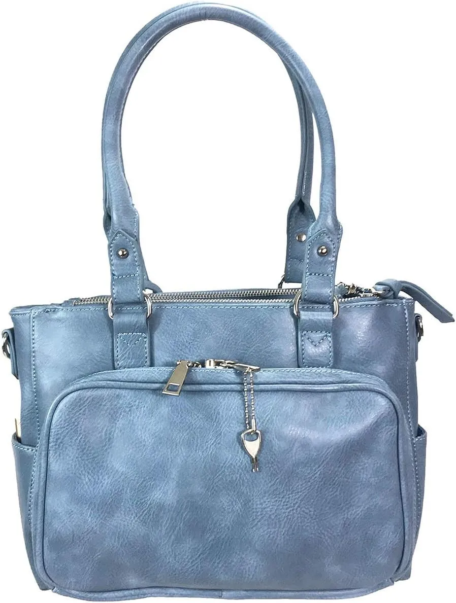 Zzfab Medium CCW Bag Multi-Zippers Fashion Faux Leather Concealed Carry Purse