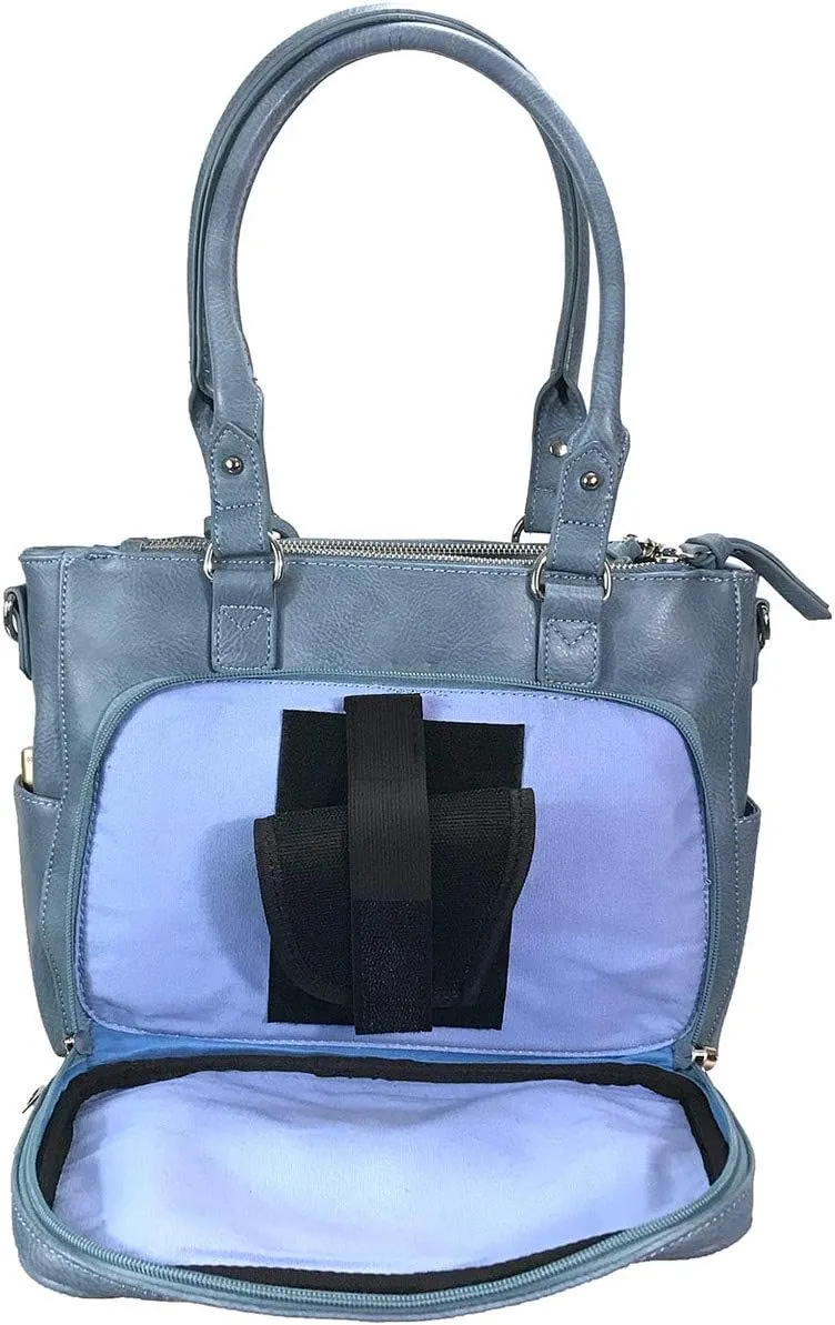 Zzfab Medium CCW Bag Multi-Zippers Fashion Faux Leather Concealed Carry Purse