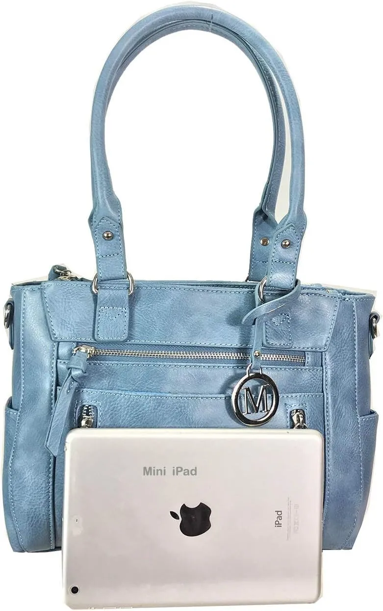 Zzfab Medium CCW Bag Multi-Zippers Fashion Faux Leather Concealed Carry Purse