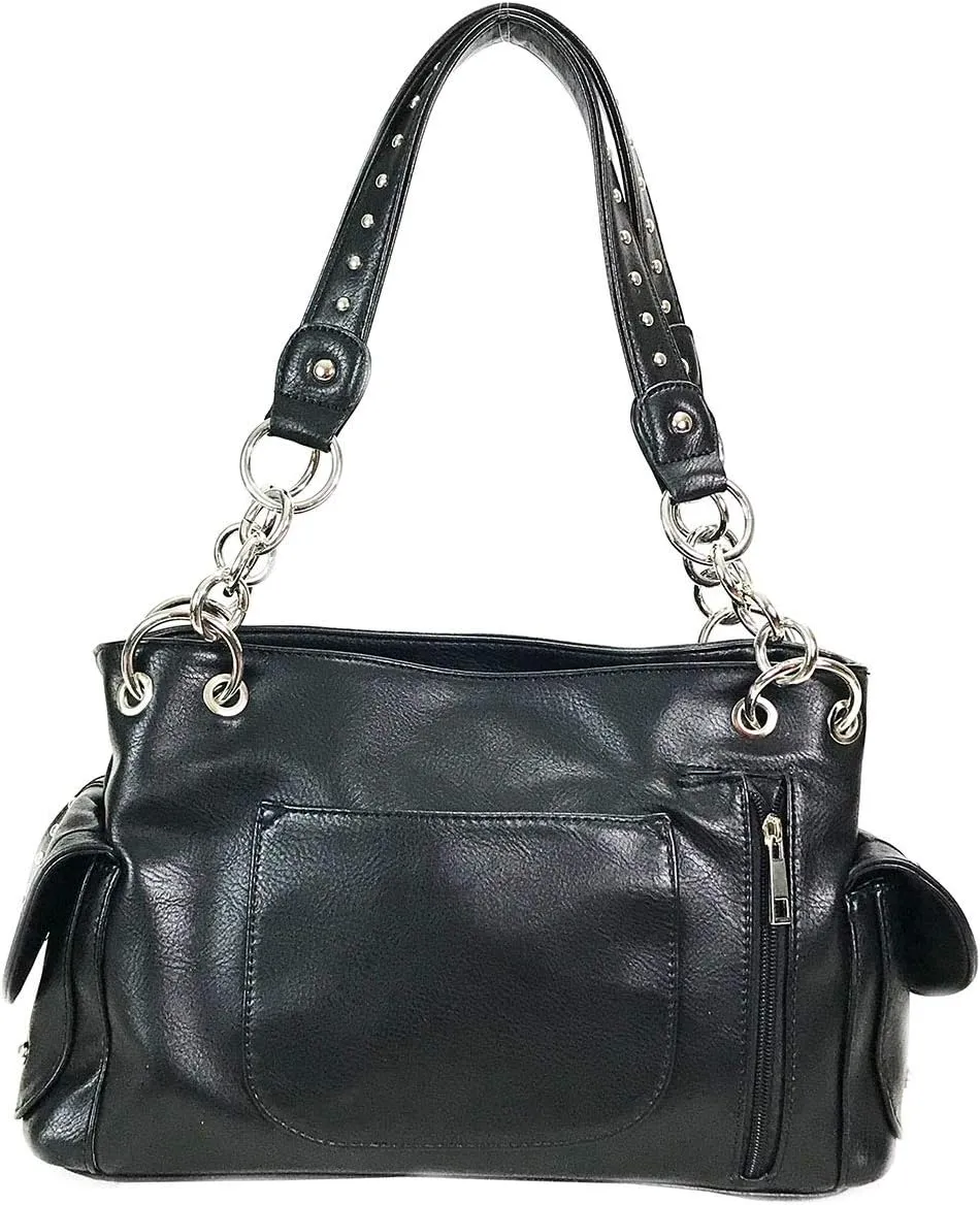 Zzfab Rhinestone Cross Embroidered Floral Western Handbag